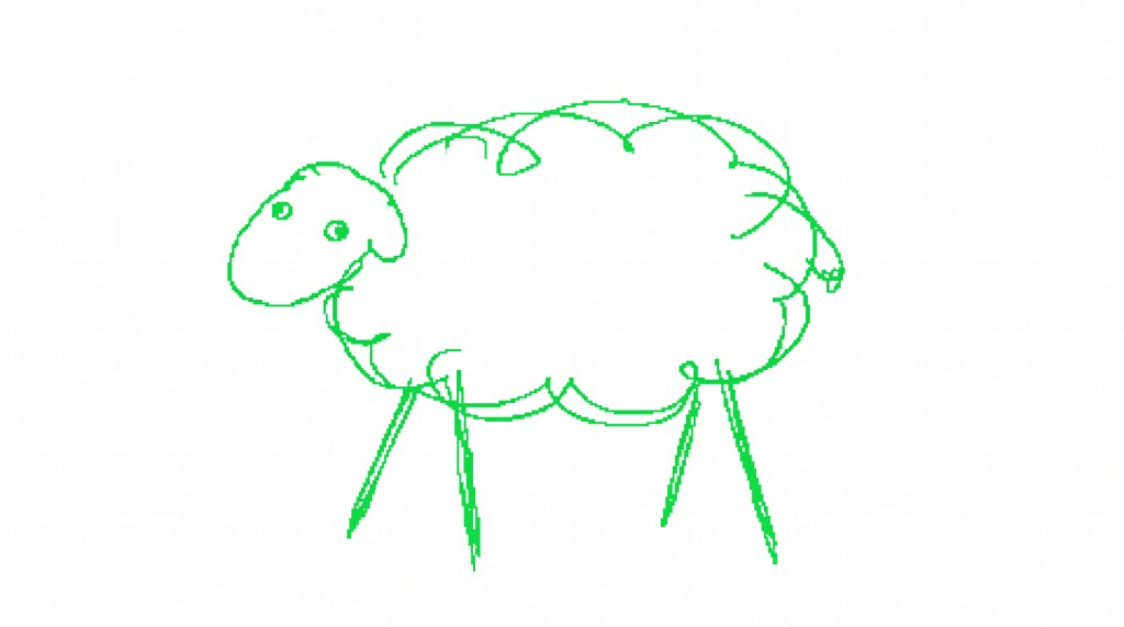 A green sheep doodle